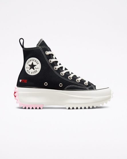 Zapatos Plataforma Converse Run Star Hike Embroidered Hearts Altas Mujer Negras Rojas | PE PEL758